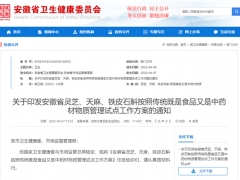 安徽省開展靈芝、天麻、鐵皮石斛三種食藥物質(zhì)管理試點(diǎn)工作 ()
